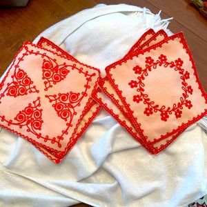 Russian Lunch Napkins Hand Embroidered 8x8. Two designs. 8 total